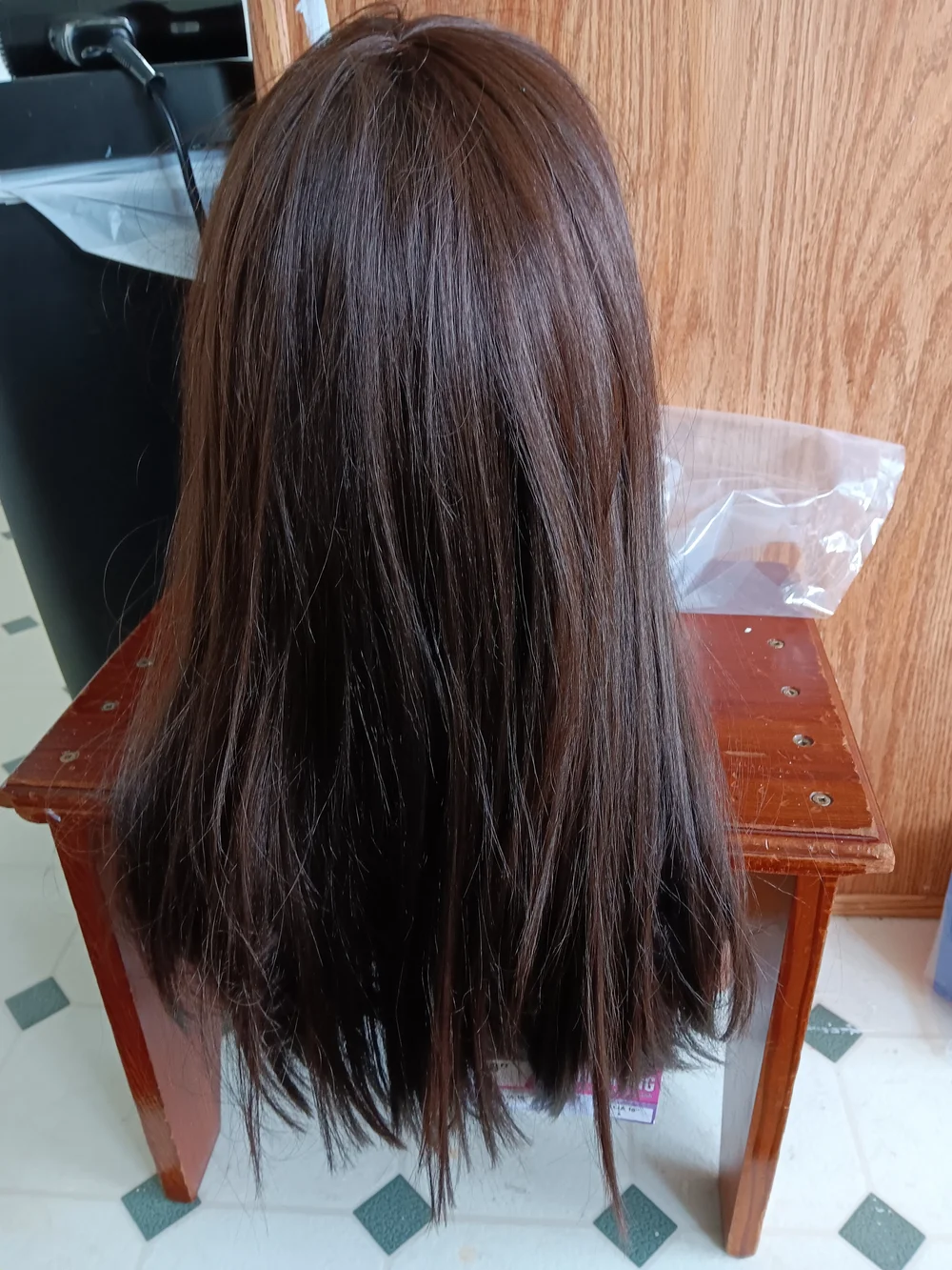 Fashion Wig Long Straight Dark Brown with Bangs - Women Hair